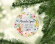Personalized Floral Owl Baby's First Christmas Ornament, Owl Lover Gift Ornament, Christmas Keepsake Gift Ornament