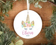 Personalized Unicorn Baby Ornament, Unicorn Lover Gift Ornament, Keepsake Gift For Baby Ornament