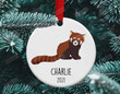 Personalized Red Panda Christmas Ornament Red Panda Ceramic Ornament Red Panda Christmas Tree Decoration Gifts for Red Panda Lover Hanging Xmas Tree