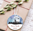 Personalized New York City Christmas 2022 Ornament, Santa And Reindeer Ornament, Christmas Gift Ornament