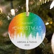 Personalized Lgbtq Our First Christmas Custom Names Rainbow Tree Ceramic Ornament Lesbian Couple Gay Boyfriend 1st Xmas Lesbian Girlfriend Pride Gifts Hanging Decor