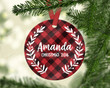 Personalized Black And Red Plaid Patterns Ornament, Christmas Gift Ornament