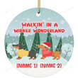 Personalized Gifts Walkin' In A Weiner Wonderland Two Dachshund Dog Lover Ornament Family Decoration Christmas Tree Decor Hanging Ornamement Gift For Dog Mom Dog Dad