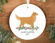 Personalized Golden Retriever Christmas Ornament Golden Retriever Dog Ornament Custom Ornament Xmas