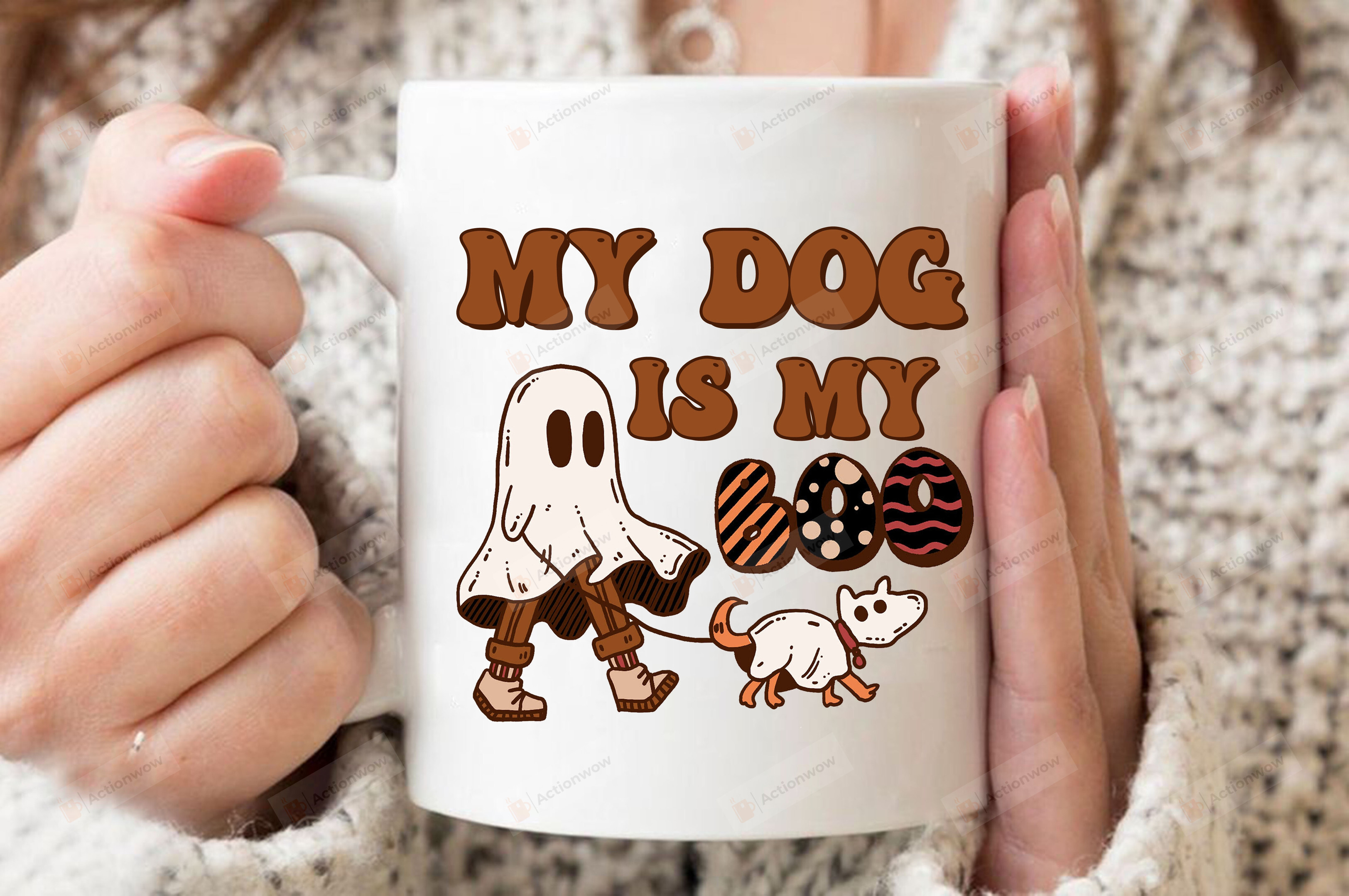 My Dog Is My Boo Funny Halloween Coffee Mug, Dog Mom Mug Gifts, Dog Mom Halloween Mug, Cute Ghost Gifts For Dog Dad Dog Mom Dog Lover
