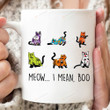 Meow I Mean Boo Ghost Cats Mug, Halloween Trick Or Treat Party Cup Gifts For Men For Women, Gifts For Cat Mom Cat Dad On Halloween