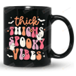 Spooky Mug, Thick Thigh Spooky Vibes Mug, Cute Ghost Mug, Halloween Gifts For Mom Dad Best Friends