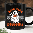 Book Ghost Mug, Read More Books Mug, Cute Boo Halloween Mug, Halloween Gifts For Book Lovers Bookworm For Best Friends