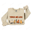 Trick Or Lick Ghost Cats Shirt, Halloween Cat Sweatshirt Gifts For Cat Mom Cat Dad