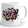 Spooky Babe Ceramic Coffee Mug, Spooky Vibes Funny Mug, Retro Spooky Babe Mug, Funny Fall Mug