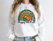 Happy Fall Y'all Rainbow Pumpkin Sweatshirt, Fall Gifts, Harvest Sweater, Gift For Thanksgiving Day