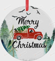 Merry Christmas Ornament, Red Truck With Dogs Driving Xmas Tree Ornament, Christmas Gift Ornament