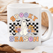Spooky Season Ghost Mug, Ghost Halloween Mug, Floral Ghost Mug, Halloween Gifts For Mom Dad Friends