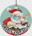 Santa Merry Christmas Ornament, Quarantine Vintage Masked Santa Claus Christmas, Christmas Gift Ornament