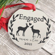 Personalized Deer Couple Engaged Ornament, Deer Lover Gift Ornament, Engagement Gift Ornament