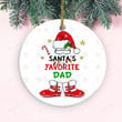 Personalized Santa's Favorite Dad Ornament, Decoration Gifts For Dad From Son And Daughter, Gifts From Wife To Husband On Christmas