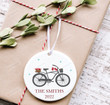 Personalized Birds And Bike Christmas Ornament, Gift For Bike Lovers Ornament, Christmas Gift Ornament