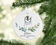Personalized Penguin Baby's Second Christmas Ornament, Penguin Lover Gift Ornament, Christmas Gift Ornament