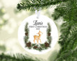 Personalized Deer Baby's First Christmas Ornament, Deer Lover Gift Ornament, Christmas Keepsake Gift Ornament