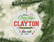 Personalized Merry Christmas Clayton New York Ornaments, Hometown State Gifts Ornaments, Christmas Gift Ornament
