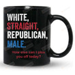 White Straight Republican Male Mug, Funny Republican Coffee Mug
