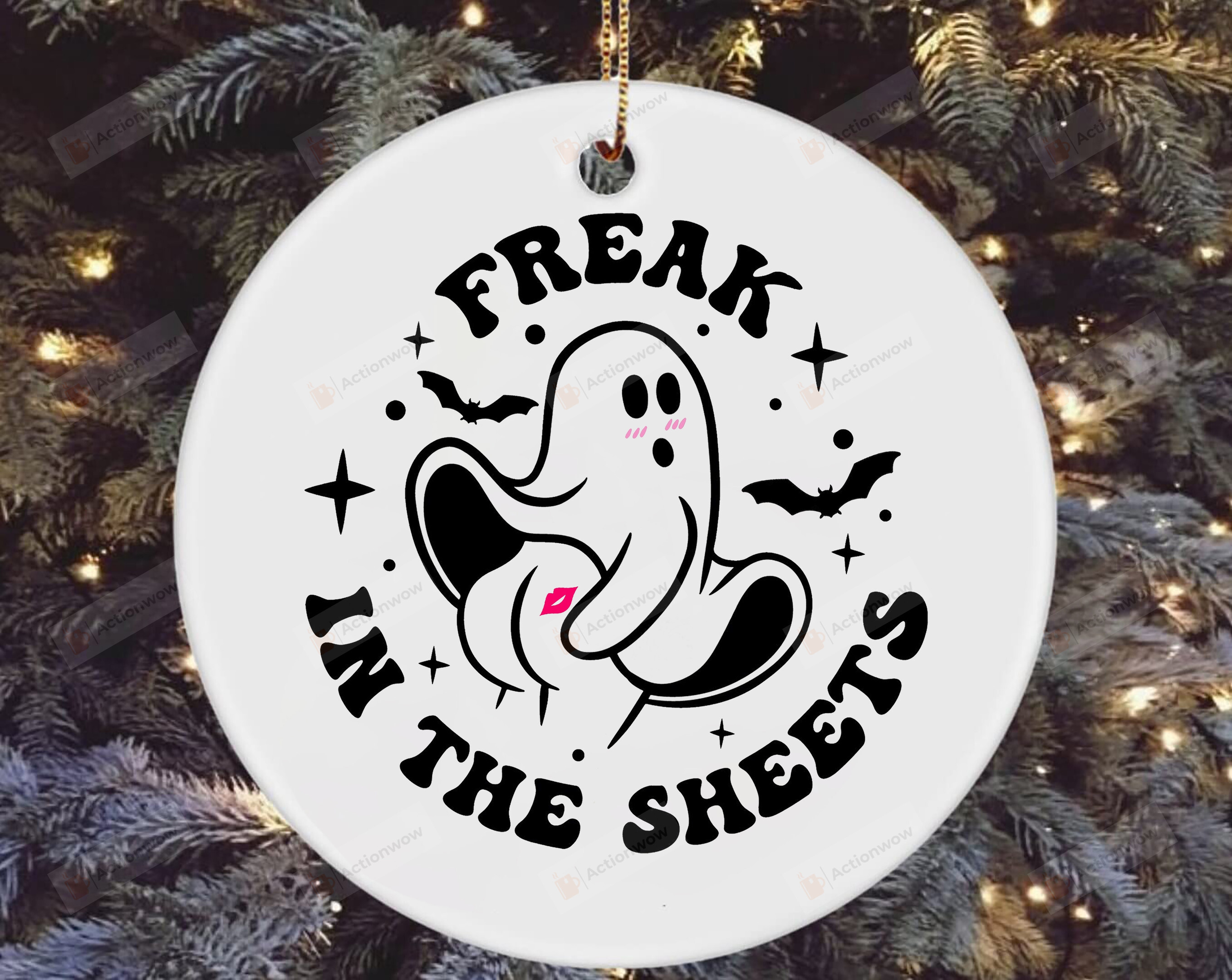 Freak In The Sheets Ornament, Funny Ghost Halloween Ornament, Fall Ghost Ornament, Cute Ghost Ornament