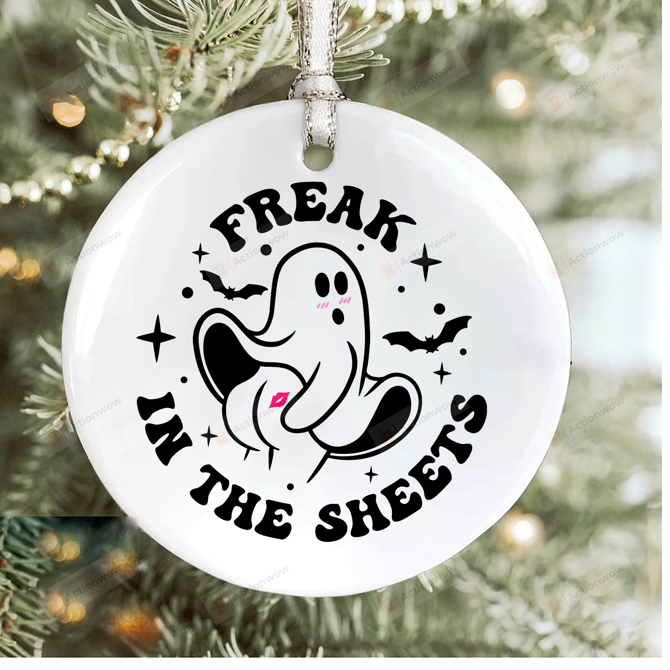 Freak In The Sheets Ornament, Funny Ghost Halloween Ornament, Fall Ghost Ornament, Cute Ghost Ornament