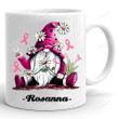 Personalized Breast Cancer Gnome Mug, Breast Cancer Mug, Cancer Fighter, Breast Cancer Awareness