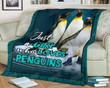 Penguins Fleece Sherpa Blanket, Gift For Penguin Lover Fleece Sherpa Blanket
