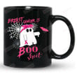 Breast Cancer Is Boo Sheet Mug, Breast Cancer Awereness Coffee Cup Gifts, Halloween Breast Cancer, Pink Ribbon