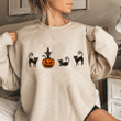 Black Cat Halloween Crewneck Sweatshirt, Ghost Cat Sweatshirt, Spooky Season, Halloween Gifts For Cat Lover