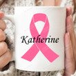 Personalized Breast Cancer Mug, Pink Ribbon, Breast Cancer Awareness, Custom Gifts For Her, Gifts For Cancer Fighter