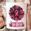 Breast Cancer Warrior Mug, Breast Cancer Fighter Mug, Breast Cancer Awareness Leopard Sunflower Ribbon Mug, Motivational Gifts
