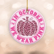 In October We Wear Pink Pumpkin Leopard Ornaments, Breast Cancer Fighter Ornaments, Breast Cancer Awareness Gift, Cancer Survivor