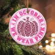 In October We Wear Pink Pumpkin Leopard Ornaments, Breast Cancer Fighter Ornaments, Breast Cancer Awareness Gift, Cancer Survivor
