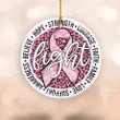 Fight Breast Cancer Ornament, Pink Ribbon Leopard Ornament, Breast Cancer Fighter Ornament, Cancer Awareness Gifts