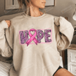 Hope Breast Cancer Sweatshirt, Breast Cancer Awareness Sweatshirt, Pink Ribbon Leopard Sweatshirt, Cancer Awareness Gifts