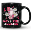 Save The Boobies Breast Cancer Mug, Breast Cancer Awareness Gifts, Pink Ribbon Cup, Breast Cancer Fighter Mug
