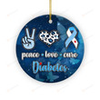 Peace Love Cure Ornament, Diabetes Awareness, Gifts For Him For Her, Diabetes Fighter