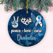 Peace Love Cure Ornament, Diabetes Awareness, Gifts For Him For Her, Diabetes Fighter
