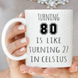 80th Birthday Mug, Turning 80 Is Like Turning 27 In Celsius Mug, Funny 80th Coffee Cup, 80th Birthday Gifts For Women Men, 80th Bday Gifts, 80th Birthday Gifts For Mom, Dad Grandma, Grandpa