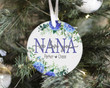 Personalized Floral Nana We Love You Ornament, Gift For Parent Or Grandparent Ornament, Christmas Gift Ornament