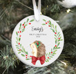 Personalized Woodland Girl Hedgehog Ornament, Hedgehog Lovers Gift Ornament, Christmas Gift Ornament