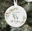 Personalized Monogram Wedding Ornament, Wedding Couple Gift Ornament, Christmas Gift Ornament