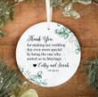 Wedding Ornament, Thank You For Making Our Wedding Day Ornament