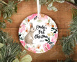 Personalized Baby's First Christmas Ornament, Rabbit And Flowers Ornament, Christmas Gift Ornament