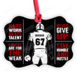 Personalized Hard Work Beats Talent American Football Ornament, Custom Name Ornament Gifts For Football Lover Custom Name
