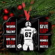 Personalized Hard Work Beats Talent American Football Ornament, Custom Name Ornament Gifts For Football Lover Custom Name