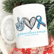Peace Love Cure Mug, Diabetes Awareness, Blue Ribbon, Diabetes Month, Motivation Gifts For Women For Men, Gift For Friend For Family