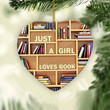 Just A Girl Loves Book Ornament, Bookself Decoration Gifts For Women Men On Christmas
